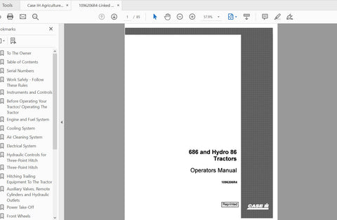 Discover the essential CASE IH Tractor 686 Gear Drive and 86 Hydro Operator’s Manual (1096206R4) in a convenient