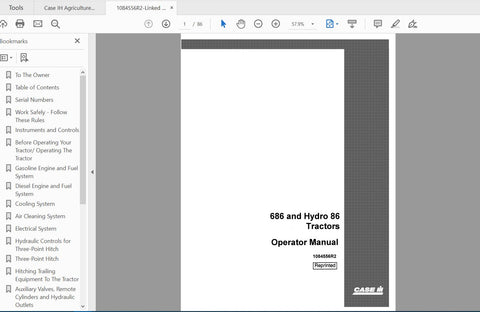 Discover the essential CASE IH Tractor 686 Gear Drive and Hydro 86 Operator’s Manual (Part Number: 1084556R2) in a convenient PDF format. This comprehensive guide