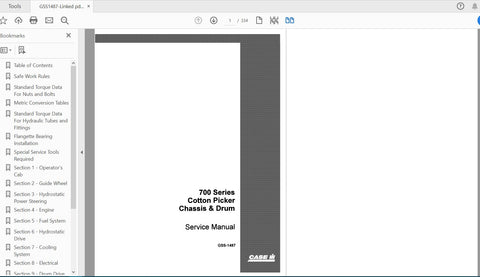 Unlock the full potential of your CASE IH 700 Series Cotton Picker with the comprehensive GSS1487 Complete Service Manual. This PDF file is an essential resource for operators
