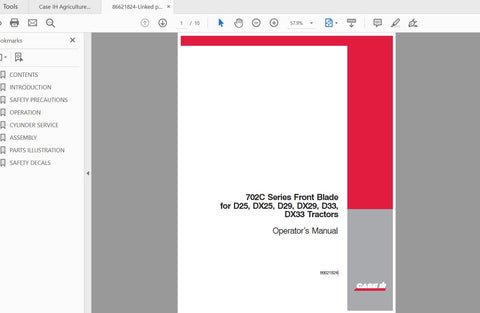 Discover the essential CASE IH Tractor 702C Series 72" Front Blade Operator’s Manual (Part No. 86621824) in a convenient PDF format. This comprehensive guide is designed specifically