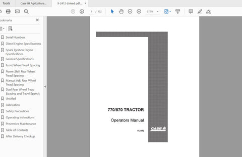 Enhance your farming efficiency with the CASE IH Tractor 770, 870 Operator’s Manual (PDF File). This comprehensive guide is designed to provide you with essential information on
