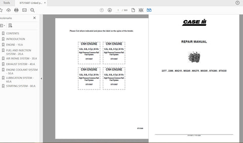 Discover the ultimate resource for maintaining your CASE IH Tractor with the 8.3 9L 6 Cylinder, 24 Valve CNH Engine Complete Service Manual (Part No. 87515687). This comprehensive PDF file is designed to provide you with all the essential information needed to keep your tractor running smoothly and efficiently.

