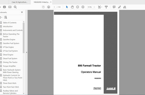 Enhance your farming efficiency with the CASE IH Tractor 806 Farmall Operator’s Manual (1082602R2) in PDF format. This comprehensive guide is designed to provide you with