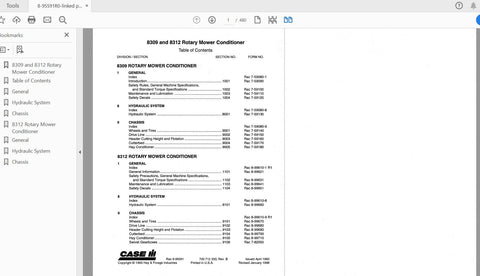 Discover the essential CASE IH Tractor 8309 and 8312 Mower Conditioner Service Manual (8-95591R0) in a convenient PDF format. This comprehensive guide is designed to provide