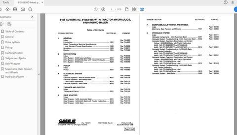 Discover the ultimate resource for your CASE IH Tractor 8455, 8460, and 8465 with the Complete Service Manual (8-95585R0) in PDF format. This comprehensive guide is designed to provide you with all the essential information needed to maintain and repair your round baler efficiently.
