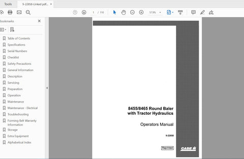 Discover the ultimate resource for your CASE IH Tractor 8455 and 8465 Round Baler with the comprehensive Operator’s Manual (9-22858). This PDF file is designed to provide you with essential information and guidance, ensuring you get the most out of your equipment.
