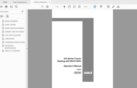 Discover the essential CASE IH Tractor 870 Operator’s Manual (9-4401) in a convenient PDF format. This comprehensive guide is designed to enhance your understanding of the tractor's