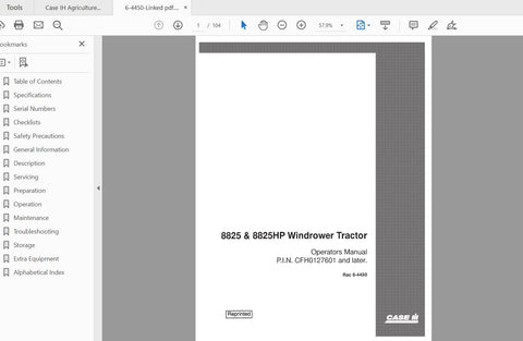 Discover the essential CASE IH TRACTOR 8825 and 8825HP WINDROWER Operator’s Manual, designed to enhance your operational efficiency and ensure optimal performance. This comprehensive