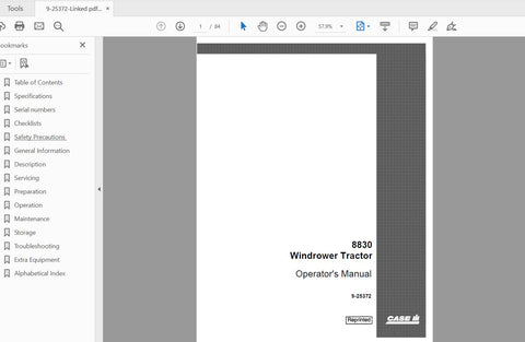 Discover the essential CASE IH Tractor 8830 Windrower Operator’s Manual, designed specifically for models with PIN CFH00101001 and later. This comprehensive PDF file provides you with all the information you need to operate and maintain