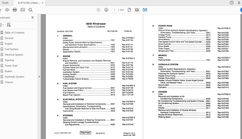 Unlock the full potential of your CASE IH Tractor 8840 Windrower with the Complete Service Manual (8-97121R0) in PDF format. This comprehensive guide is designed to provide you with all the essential information needed for maintenance, troubleshooting
