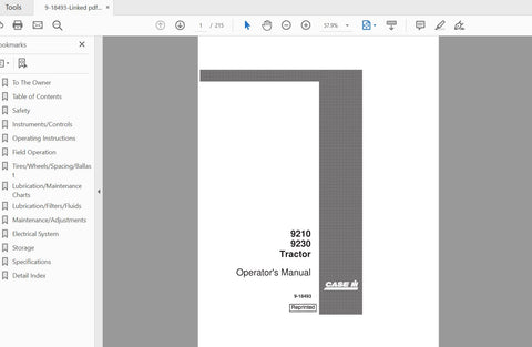 Discover the essential CASE IH TRACTOR 9210 and 9230 Operator’s Manual, a comprehensive PDF file designed