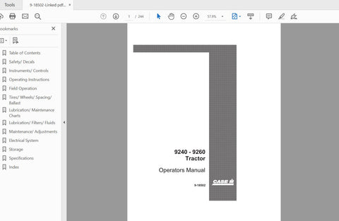 Enhance your farming efficiency with the CASE IH TRACTOR 9240, 9260 Operator’s Manual