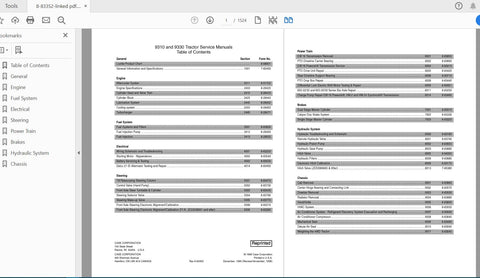 Discover the ultimate resource for your CASE IH Tractor 9310 and 9330 with our comprehensive service manual (8-83352) in PDF format. This essential guide is designed to provide you with detailed information on maintenance, troubleshooting, and repair