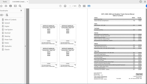 Unlock the full potential of your CASE IH Tractor with the comprehensive 9370, 9380, and 9390 Wheel and Quadtrac Complete Service Manual (8-83394R0). This PDF
