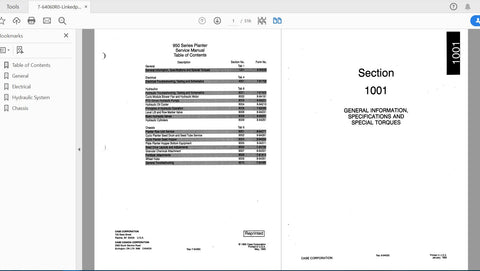 Enhance your farming efficiency with the CASE IH Tractor 950 Planter Complete Service Manual (Part