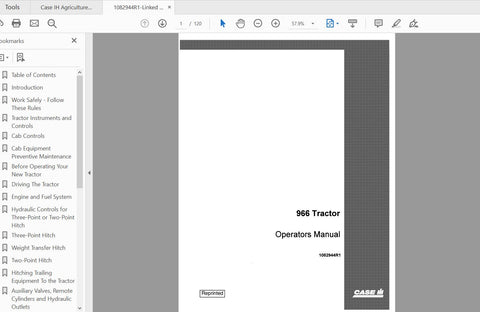 Discover the essential CASE IH Tractor 966 Operator’s Manual (1082944R1) in a convenient PDF format. This comprehensive guide is designed to enhance your understanding of the tractor's