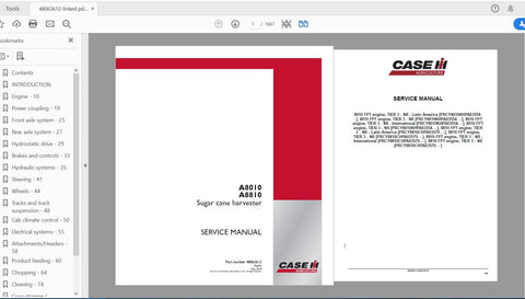 Discover the ultimate resource for maintaining your CASE IH A8010 and A8810 Sugar Cane Harvesters with the comprehensive Service Manual (48063612) in PDF format. This essential guide is designed to provide you with detailed instructions, diagrams, and