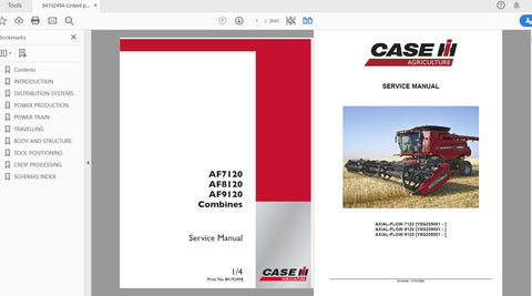 Unlock the full potential of your CASE IH AF7120, AF8120, and AF9120 combines with the comprehensive Service Manual (84192494) in PDF format. This essential resource is designed