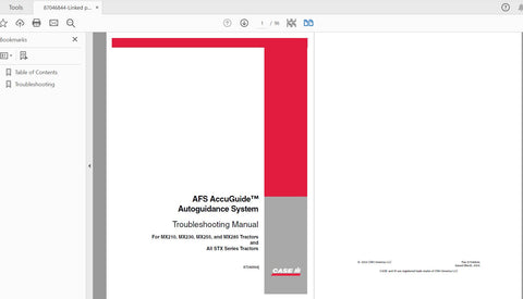 Unlock the full potential of your CASE IH tractor with the AFS AccuGuide Autoguidance Troubleshooting Service Manual (Part No. 87046844). This comprehensive PDF file is designed