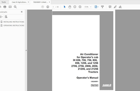 Enhance your farming experience with the CASE IH Tractor Air Conditioner designed specifically for the operator's cab of models IH 656, 706, 756, 806, 856, 1206, 1256, and 2706