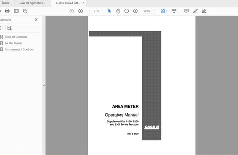 Discover the essential CASE IH Tractor Area Meter for Steiger - 6-3130 Operator’s Manual, now available in a convenient PDF format. This comprehensive manual