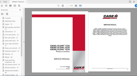 Discover the ultimate resource for maintaining your CASE IH Axial-Flow combines with the Axial-Flow 7230, 8230, and 9230 Service Manual (48040837). This comprehensive
