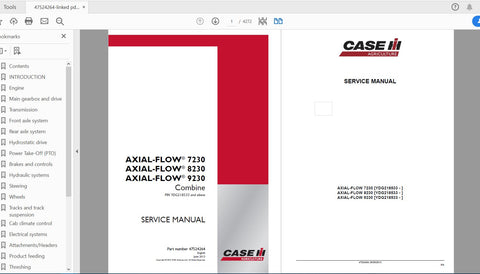Discover the ultimate resource for maintaining your CASE IH Axial-Flow combines with the comprehensive service manual for models 7230, 8230, and 9230. This PDF file, part number
