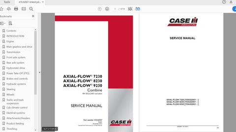 Unlock the full potential of your CASE IH Axial-Flow combines with the comprehensive Service Manual for models 7230, 8230, and 9230. This PDF file, catalog number 47636947, is an essential
