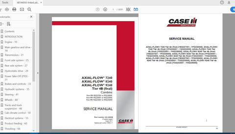 Unlock the full potential of your CASE IH Axial-Flow combine with the comprehensive Service Manual for models 7240, 8240, and 9240 (Tier 4B Final) from model years 2015 to 2017. This PDF file is an essential resource for operators and technicians alike