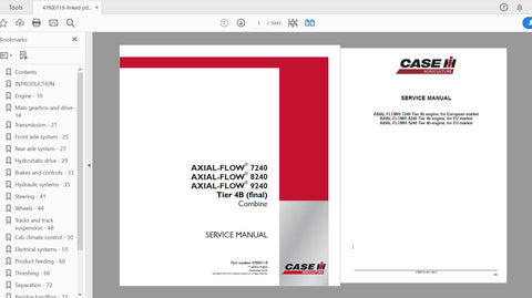 Unlock the full potential of your CASE IH Axial-Flow combines with the comprehensive Service Manual for models 7240, 8240, and 9240. This PDF file, catalog number 47800118