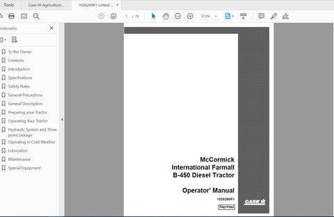 Unlock the full potential of your CASE IH B-450 Diesel Tractor with the comprehensive Operator’s Manual (Part Number: 1026289R1). This PDF file is an essential resource for both
