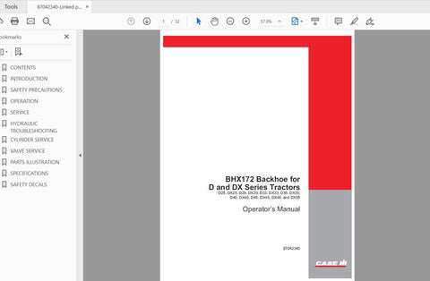 Discover the essential CASE IH Tractor BHX172 Backhoe Operator’s Manual, designed specifically for D & DX SRS tractors. This comprehensive PDF file provides you with