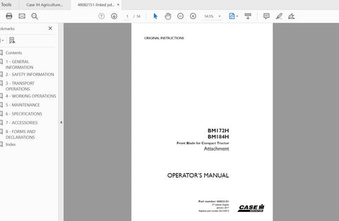 Discover the essential CASE IH TRACTOR BM172H and BM184H FRONT BLADE OPERATOR’S MANUAL, designed specifically for compact tractor owners. This comprehensive PDF file provides detailed instructions and insights to help you maximize the performance of your front blade attachment, ensuring you get the most out of your equipment.
