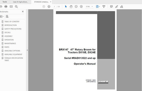 Discover the ultimate guide for your CASE IH Tractor with the BRX147 47 Inch Rotary Broom Operator’s Manual. This comprehensive PDF file is designed to provide you with all the essential information you need to operate and maintain your rotary broom effectively