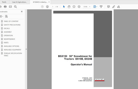 Enhance your operational efficiency with the CASE IH TRACTOR BSX150 87300435 Operator’s Manual, now available as a convenient PDF file. This comprehensive guide is designed to provide you with essential information and insights to maximize the performance