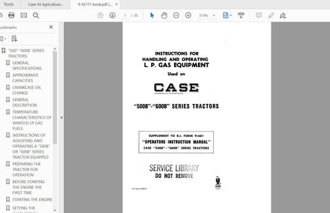 Discover the essential CASE IH TRACTOR CASE 500B600B LPG EQUIPMENT 9-92171 OPERATOR’S MANUAL, now available in a convenient PDF format. This comprehensive manual is designed to provide you with all the necessary information to operate and maintain