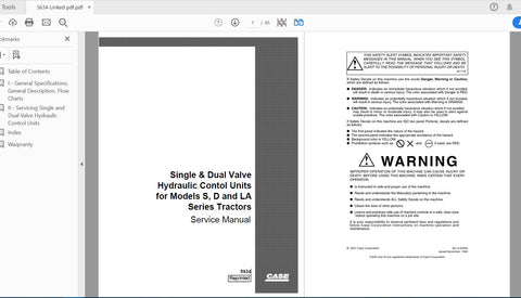 Enhance your CASE IH tractor's performance with the CASE Hydraulic Control Unit Service Manual for S, D, and LA Series. This comprehensive PDF file is designed to provide you with