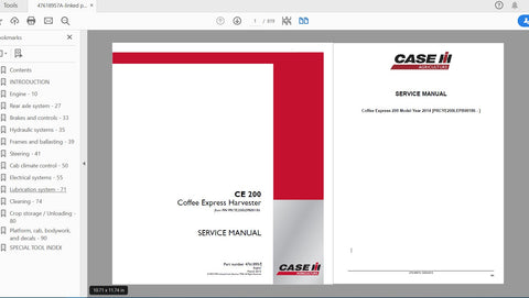 Unlock the full potential of your CASE IH CE 200 Coffee Express Harvester with the comprehensive Service Manual (Part Number: 47618957A). This PDF file is an essential resource for operators