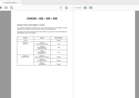 Enhance your maintenance routine with the CASE IH Tractor CHX Supplement Service Manual (6-71021) in PDF format. This comprehensive guide is designed specifically for CASE IH tractor