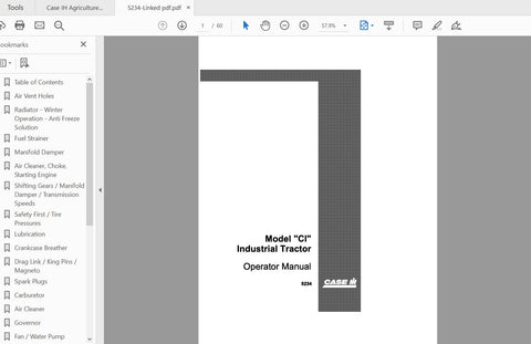 Discover the essential CASE IH Tractor CI 5234 Operator’s Manual, now available in a convenient PDF format. This comprehensive guide is designed to enhance your understanding of the tractor's features, ensuring you get the most out of your equipment. With