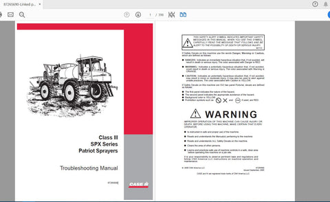Enhance your maintenance routine with the CASE IH Tractor Class III SPX Series Sprayers Troubleshooting Manual (Service Manual 87265690). This comprehensive PDF file is designed