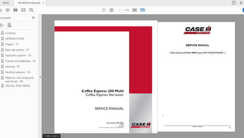 Unlock the full potential of your CASE IH Coffee Express 200 Multi Coffee Express Harvester with the comprehensive service manual (part number 48149556). This PDF file