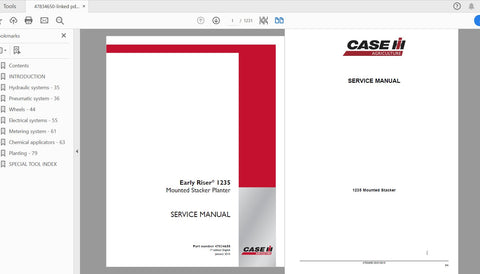 Discover the ultimate resource for your CASE IH tractor with the Early Riser 1235 Mounted Stacker Planter Service