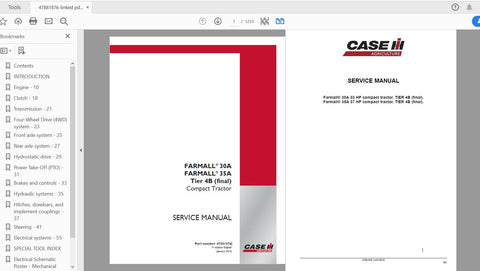 Unlock the full potential of your CASE IH Farmall 30A and 35A Tier 4B tractor with the comprehensive Service Manual (Part No. 47881876). This PDF file is an essential resource for both seasoned