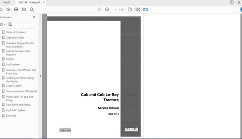 Discover the ultimate resource for maintaining your CASE IH Tractor Cub and Cub Lo-Boy Farmall with the GSS1411 Service Manual. This comprehensive PDF file is designed to provide
