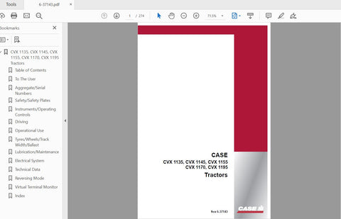 Unlock the full potential of your CASE IH Tractor with the comprehensive Operator’s Manual for models CVX 1135, CVX 1145, CVX 1155, CVX 1170, and CVX 1195. This PDF file 