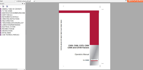 Unlock the full potential of your CASE IH Tractor with the comprehensive Operator’s Manual for models CX50, 60, 70, 80, 90, and 100. This PDF file is designed to provide you with essential information, ensuring you operate your tractor safely and efficiently.