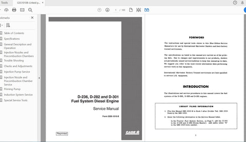 Enhance your maintenance capabilities with the CASE IH Tractor D236, D282, D301 Fuel System Diesel Engine