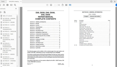 Unlock the full potential of your CASE IH tractor with the D35, DX35, D40, DX40, D45, and DX45 Service Manual