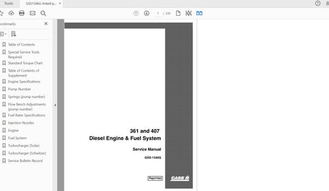 Discover the essential CASE IH Tractor D361 407 Diesel Engine Fuel System Service Manual (GSS1346G) in a convenient PDF format. This comprehensive guide is designed for both professionals